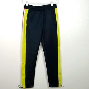 Forever 21 Men Sweatpants Black Yellow Side Stripes 30x31 Medium